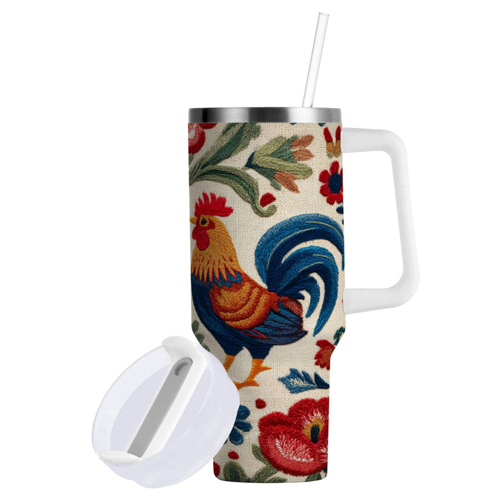 40 oz Insulated Stainless Steel Tumbler Double Wall Stainless Steel Tumbler with 2-Way Drinking Male and Female Chickens - Q44E