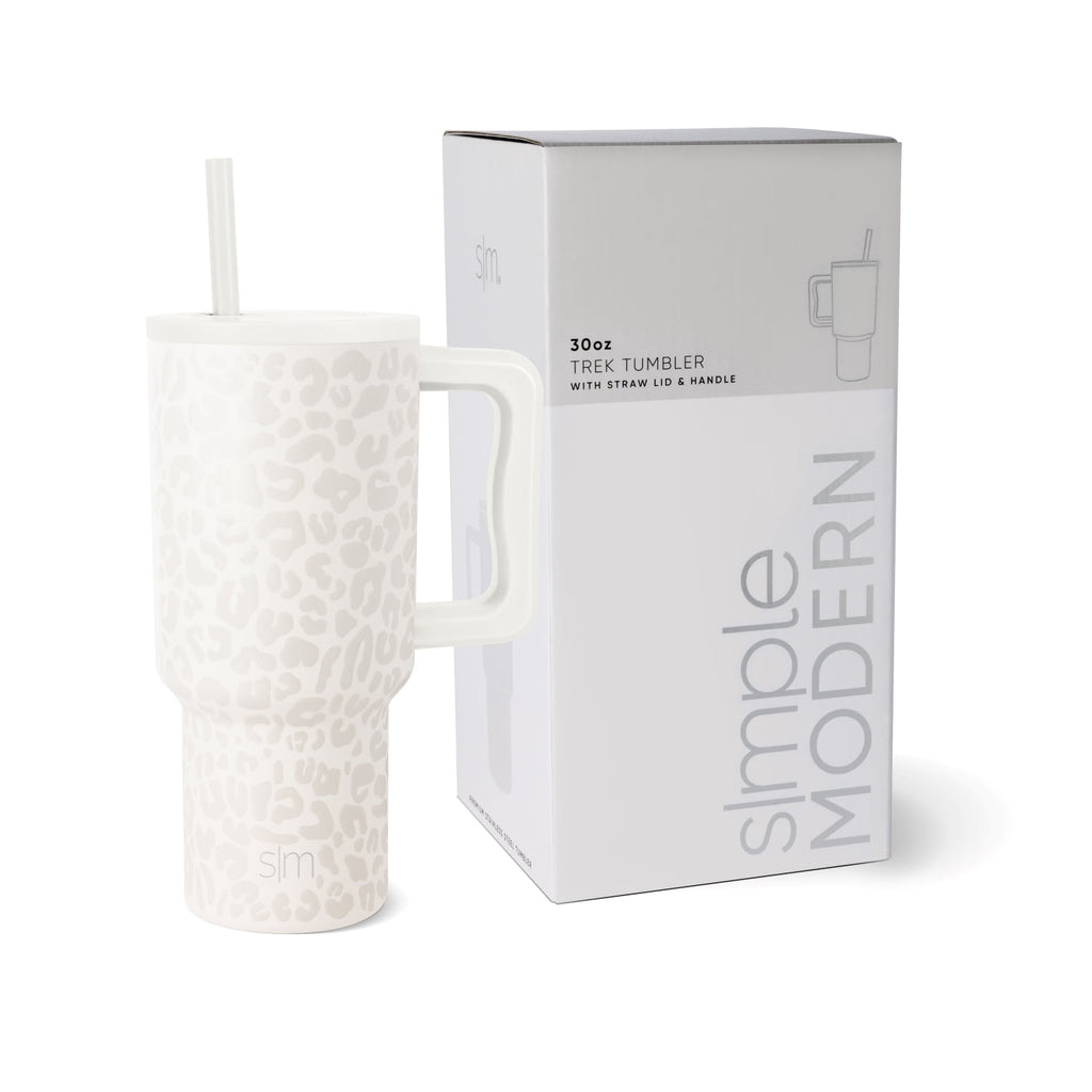 Simple Modern 30 fl oz Insulated Stainless Steel Trek Tumbler with Straw Lid | Cream Leopard - 63R7
