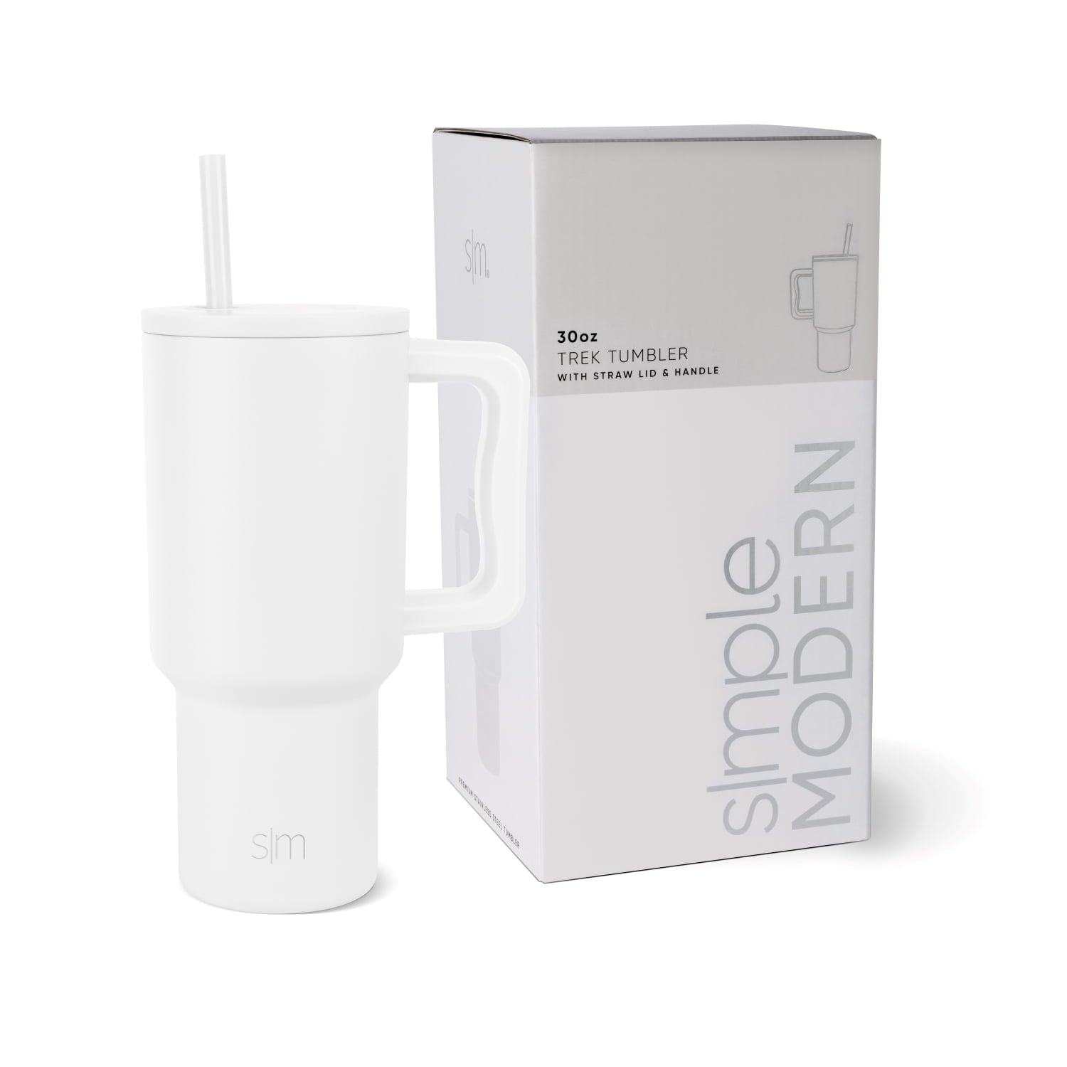 Simple Modern 30 fl oz Insulated Stainless Steel Trek Tumbler with Straw Lid | Cream Leopard - 63R7