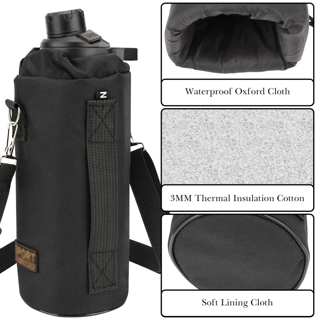 Linkidea Sports Water Bottle Carrier with Strap Compatible with Nalgene Sustain Tritan 48oz, CamelBak Chute Mag 50oz, Thick Waterbottle Cooler Bag Holder Shoulder Strap, Black - BETV
