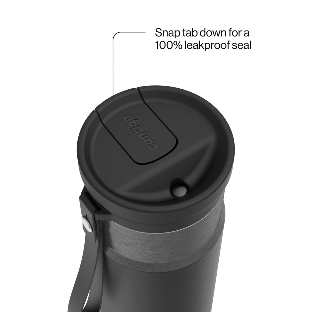 Contigo SnapSeal Leakproof Stainless Steel Reusable Water Bottle with Carrying Strap, Dark Blue/Bronze, 24 oz - HCHU