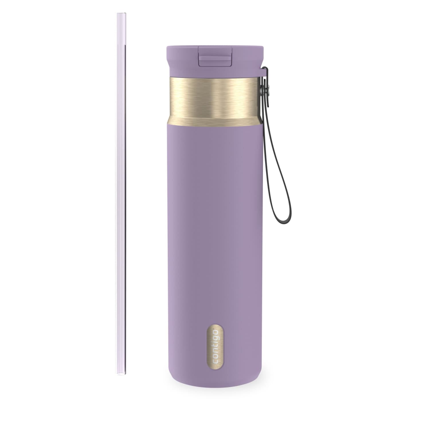 Contigo SnapSeal Leakproof Stainless Steel Reusable Water Bottle with Carrying Strap, Dark Blue/Bronze, 24 oz - HCHU