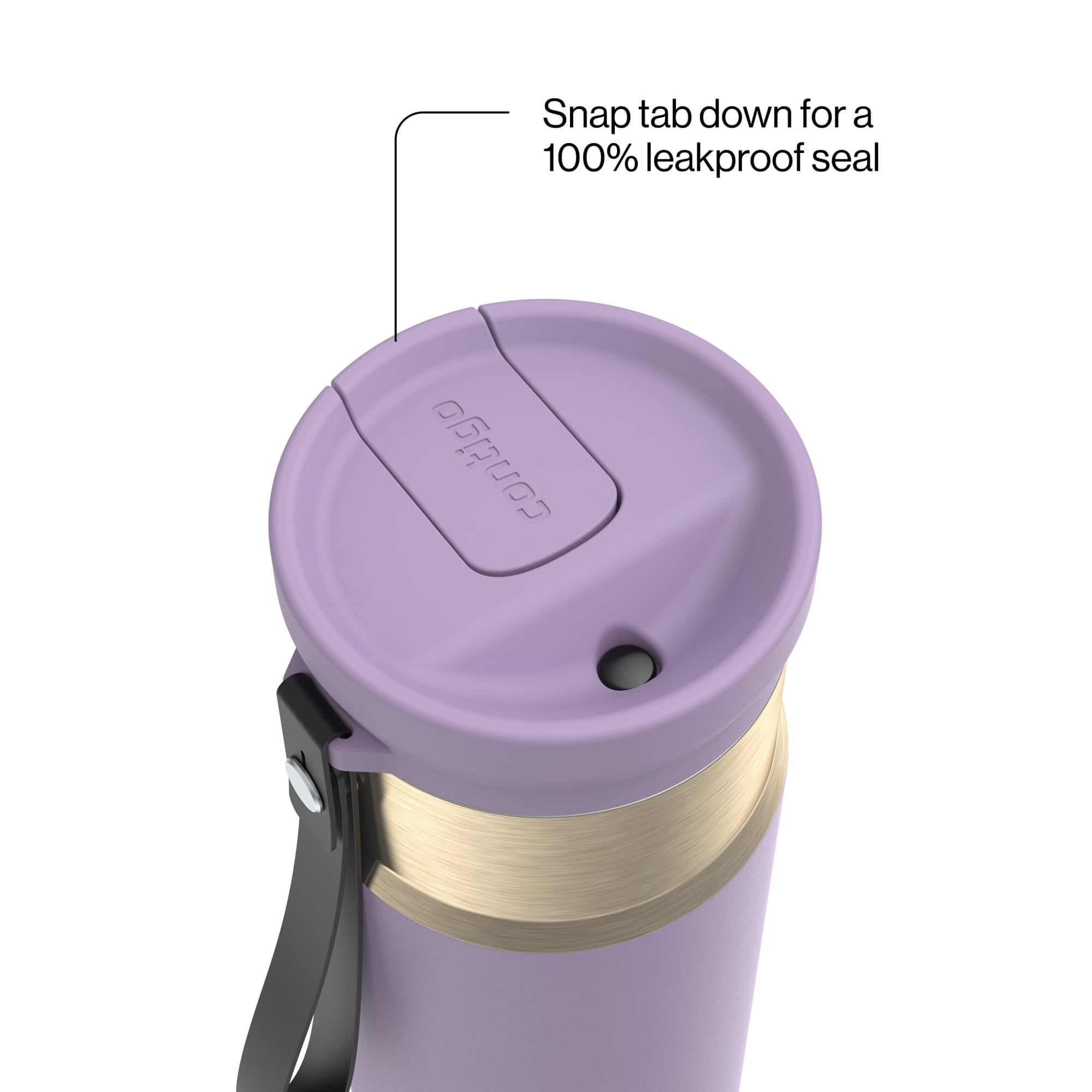 Contigo SnapSeal Leakproof Stainless Steel Reusable Water Bottle with Carrying Strap, Dark Blue/Bronze, 24 oz - HCHU