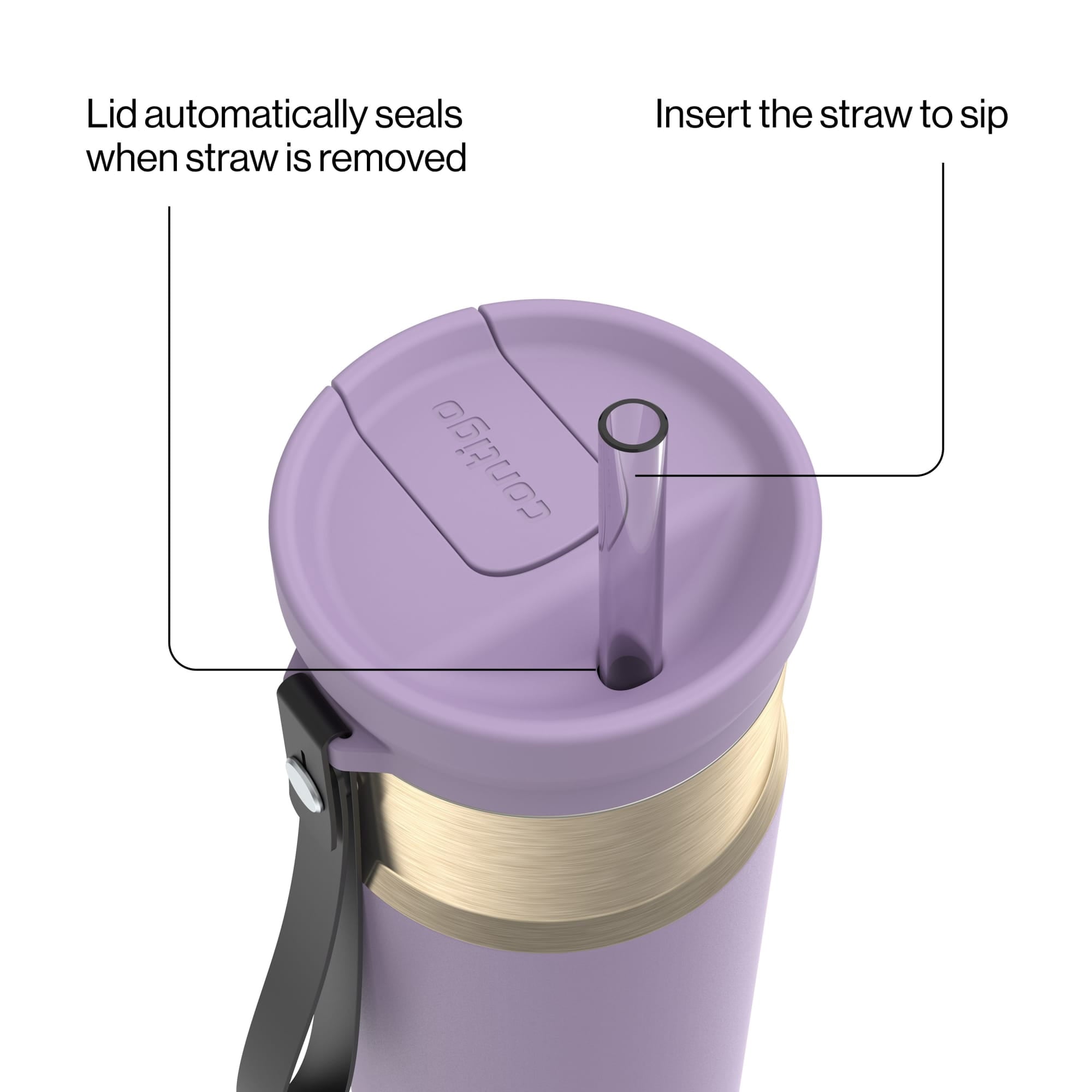 Contigo SnapSeal Leakproof Stainless Steel Reusable Water Bottle with Carrying Strap, Dark Blue/Bronze, 24 oz - HCHU