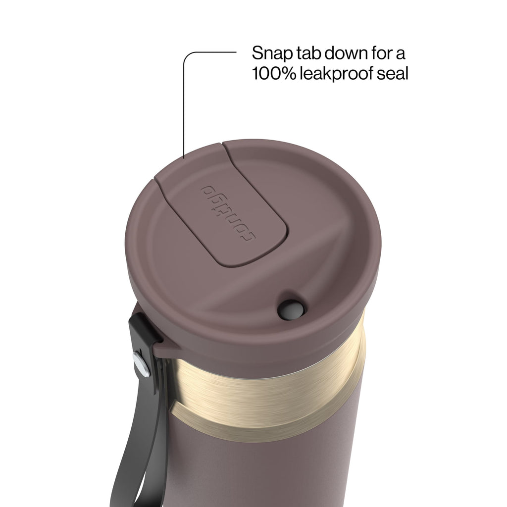 Contigo SnapSeal Leakproof Stainless Steel Reusable Water Bottle with Carrying Strap, Dark Blue/Bronze, 24 oz - HCHU