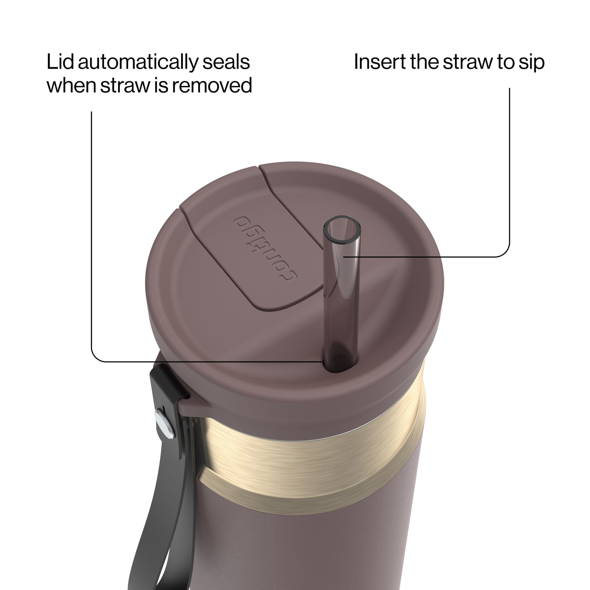 Contigo SnapSeal Leakproof Stainless Steel Reusable Water Bottle with Carrying Strap, Dark Blue/Bronze, 24 oz - HCHU