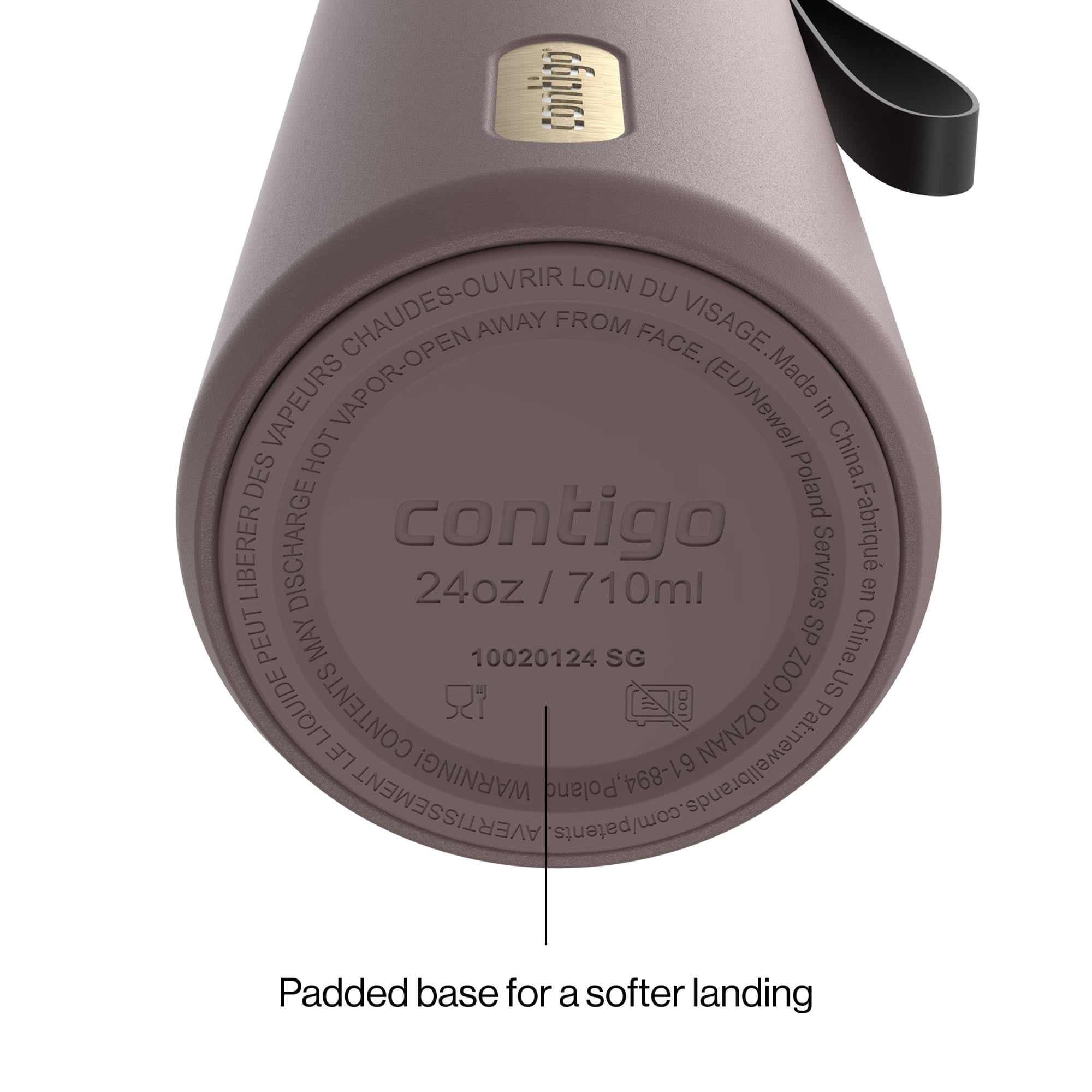 Contigo SnapSeal Leakproof Stainless Steel Reusable Water Bottle with Carrying Strap, Dark Blue/Bronze, 24 oz - HCHU