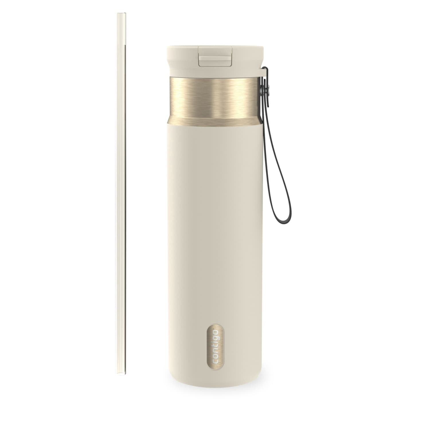 Contigo SnapSeal Leakproof Stainless Steel Reusable Water Bottle with Carrying Strap, Dark Blue/Bronze, 24 oz - HCHU