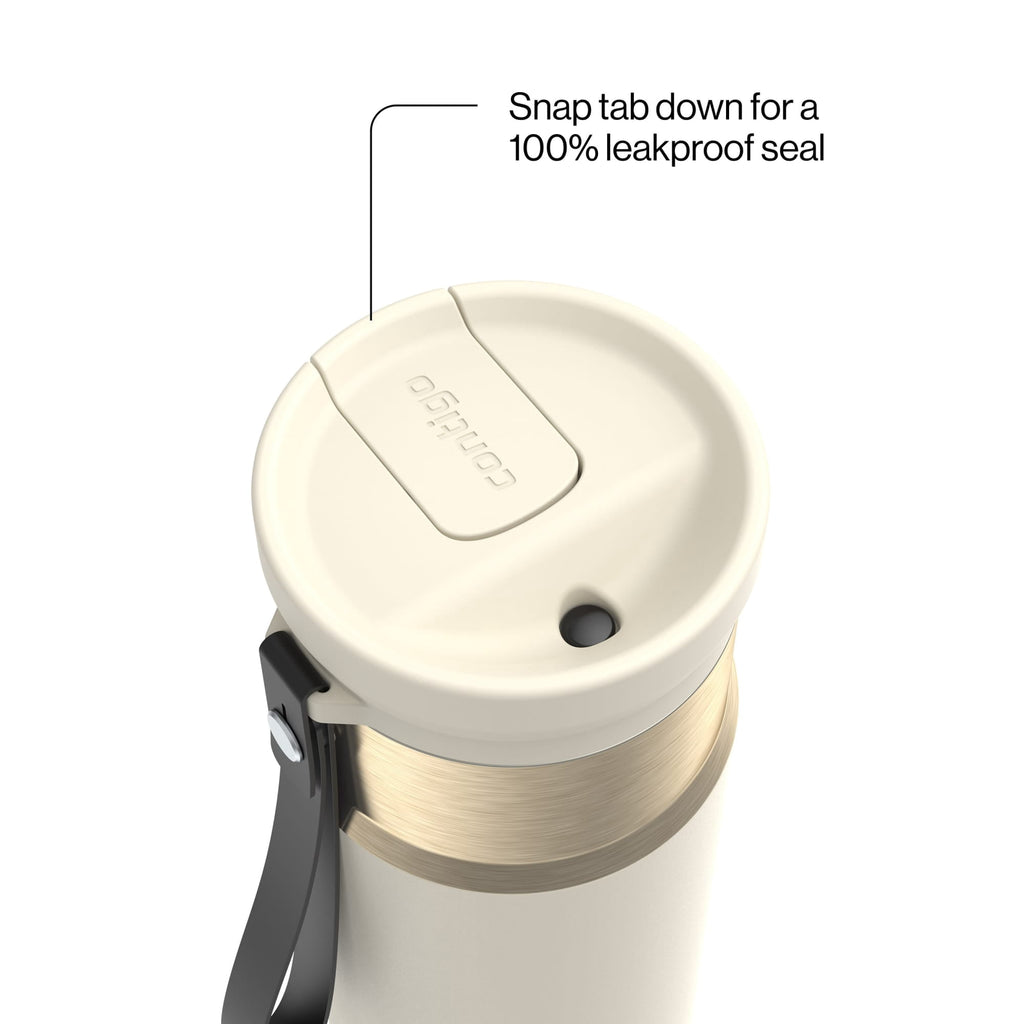Contigo SnapSeal Leakproof Stainless Steel Reusable Water Bottle with Carrying Strap, Dark Blue/Bronze, 24 oz - HCHU
