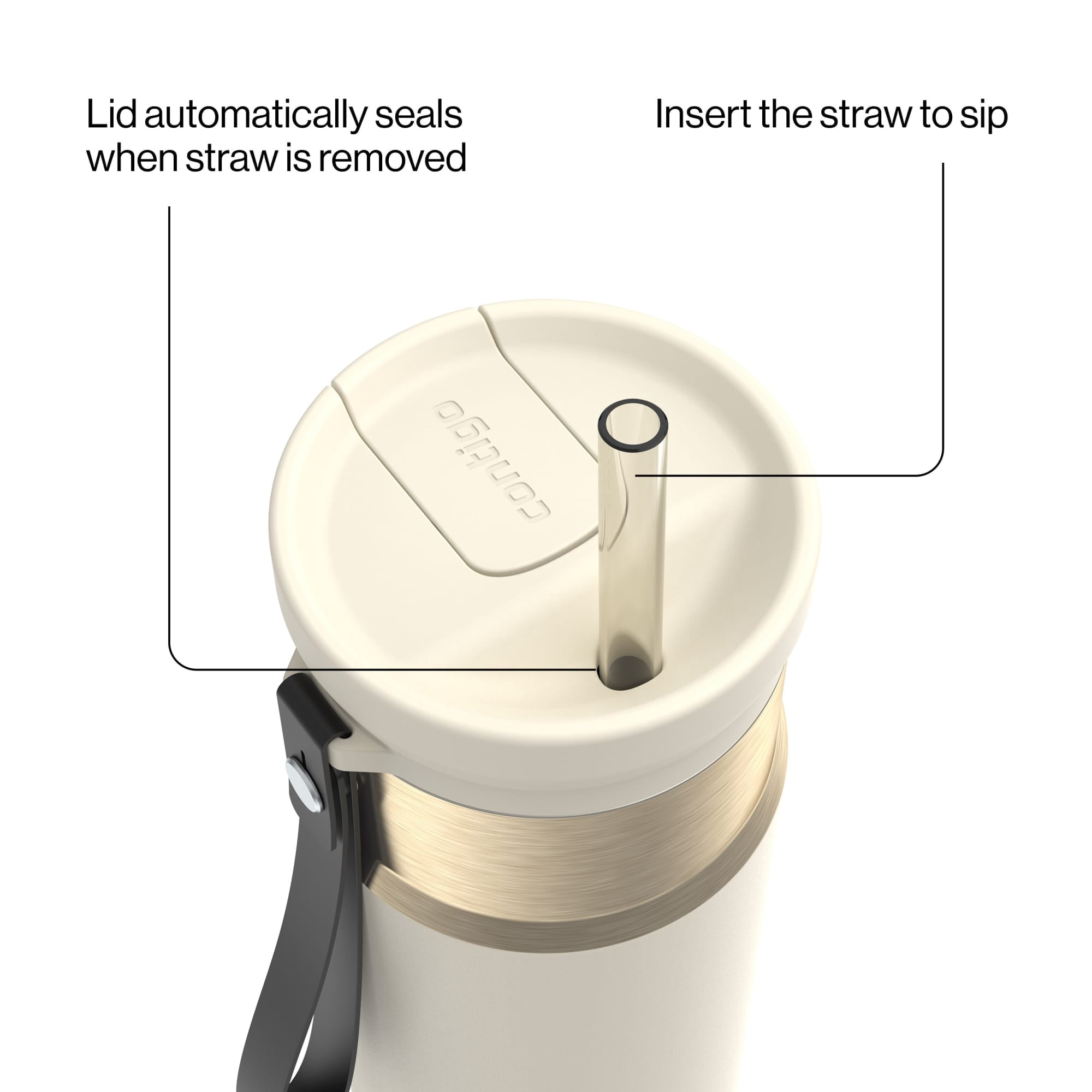 Contigo SnapSeal Leakproof Stainless Steel Reusable Water Bottle with Carrying Strap, Dark Blue/Bronze, 24 oz - HCHU