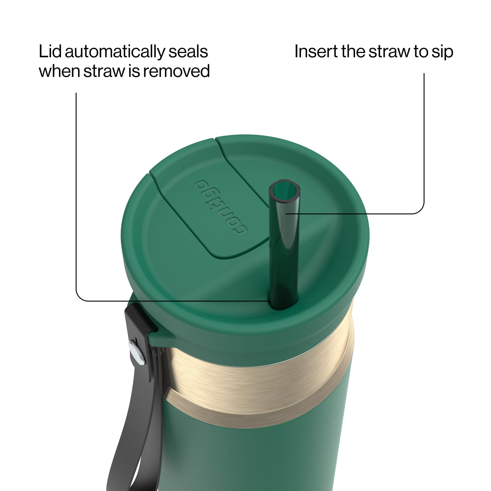 Contigo SnapSeal Leakproof Stainless Steel Reusable Water Bottle with Carrying Strap, Dark Blue/Bronze, 24 oz - HCHU