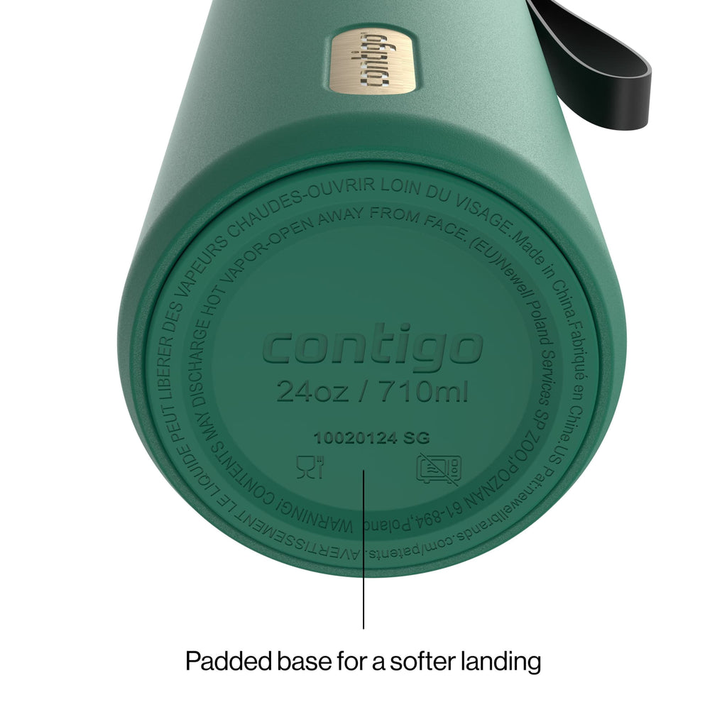 Contigo SnapSeal Leakproof Stainless Steel Reusable Water Bottle with Carrying Strap, Dark Blue/Bronze, 24 oz - HCHU