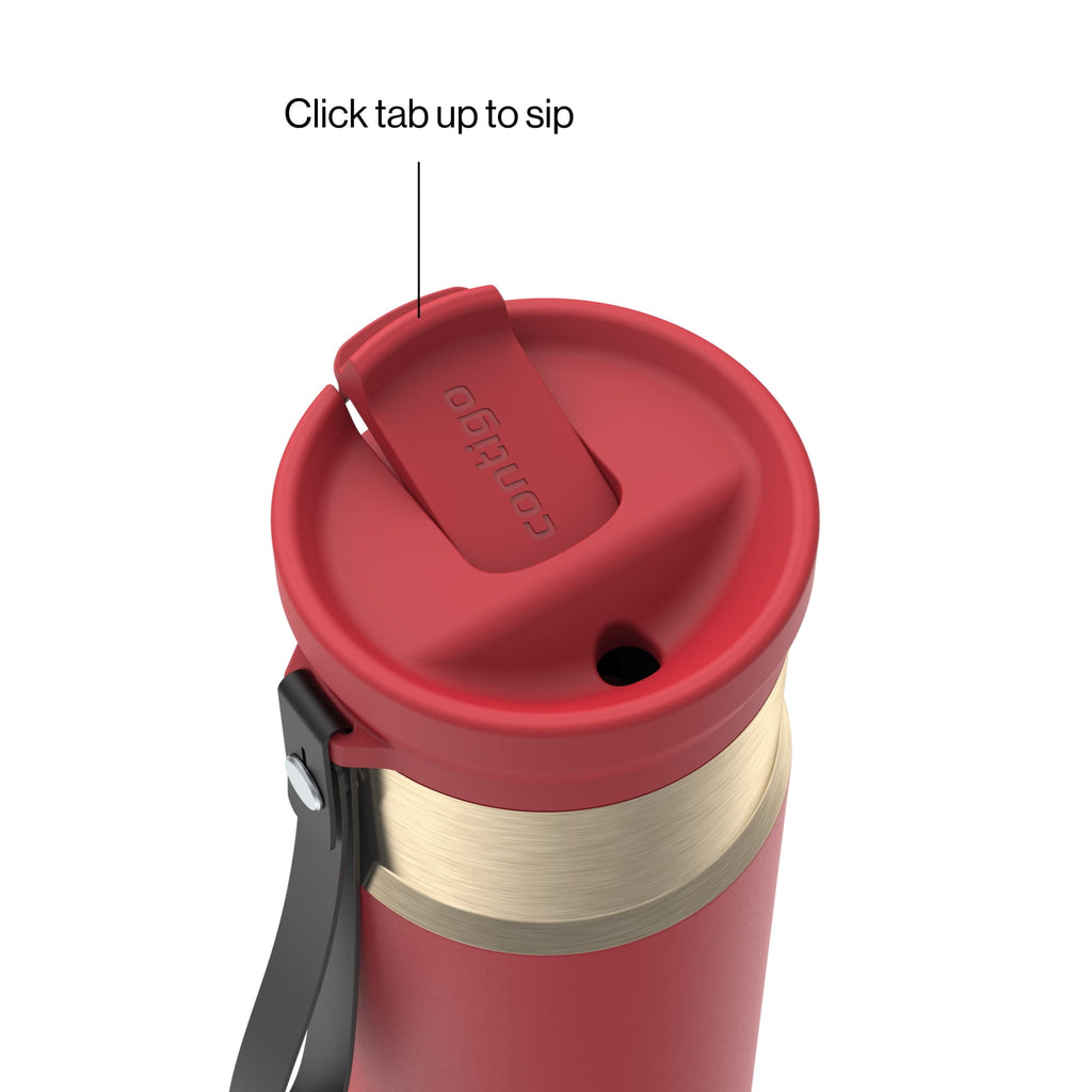 Contigo SnapSeal Leakproof Stainless Steel Reusable Water Bottle with Carrying Strap, Dark Blue/Bronze, 24 oz - HCHU