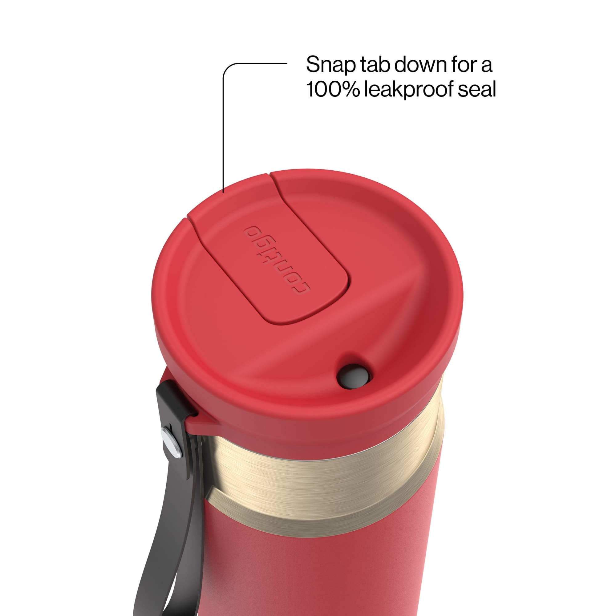 Contigo SnapSeal Leakproof Stainless Steel Reusable Water Bottle with Carrying Strap, Dark Blue/Bronze, 24 oz - HCHU