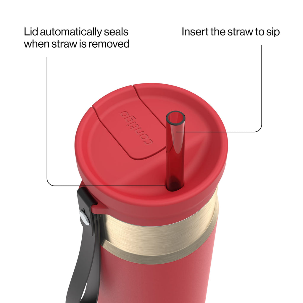 Contigo SnapSeal Leakproof Stainless Steel Reusable Water Bottle with Carrying Strap, Dark Blue/Bronze, 24 oz - HCHU