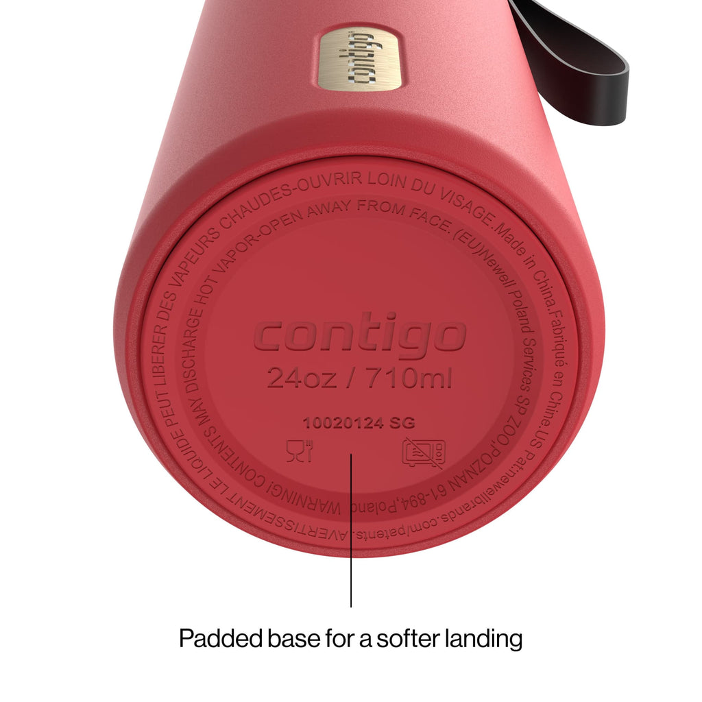 Contigo SnapSeal Leakproof Stainless Steel Reusable Water Bottle with Carrying Strap, Dark Blue/Bronze, 24 oz - HCHU