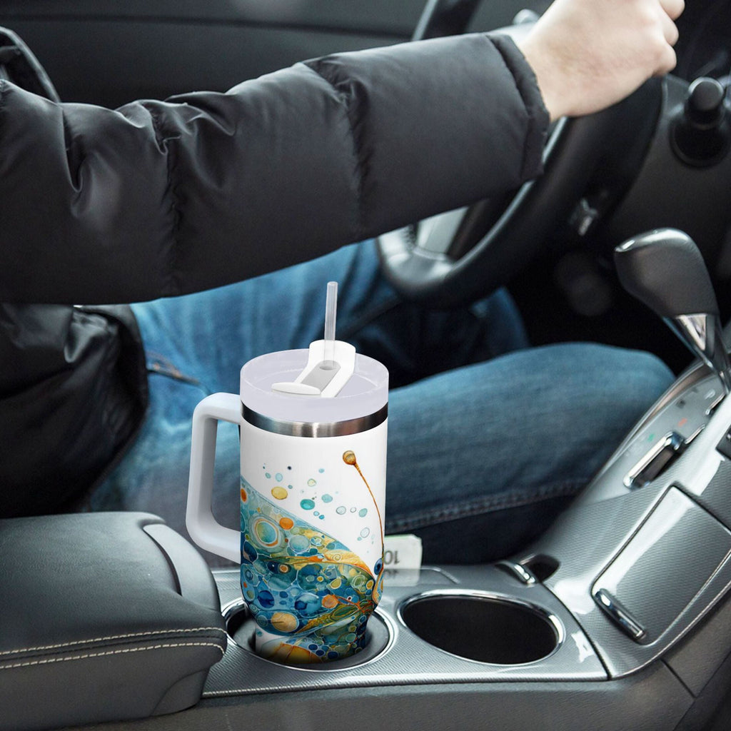 40 oz Insulated Stainless Steel Tumbler Double Wall Stainless Steel Tumbler with 2-Way Drinking Intricately Butterfly - 5PF6