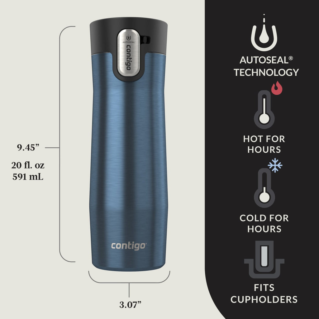 Contigo AUTOSEAL West Loop Vacuum-Insulated Stainless Steel Travel Mug with Easy-Clean Lid, 20 oz - D22U