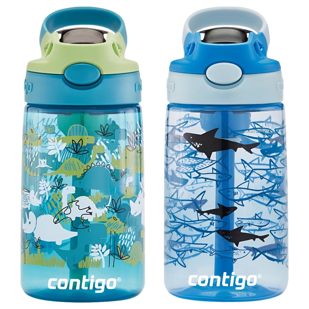 Contigo Kids 2-Pack Straw Water Bottle, 14 oz - Dinos/Sharks - HKDJ