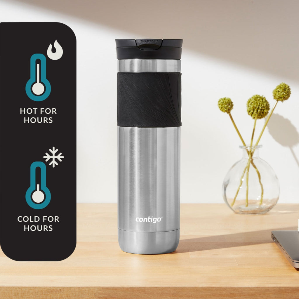 Contigo Byron 2.0 Stainless Steel Travel Mug with SNAPSEAL Lid and Grip in Black, 24 fl oz. - 77XT