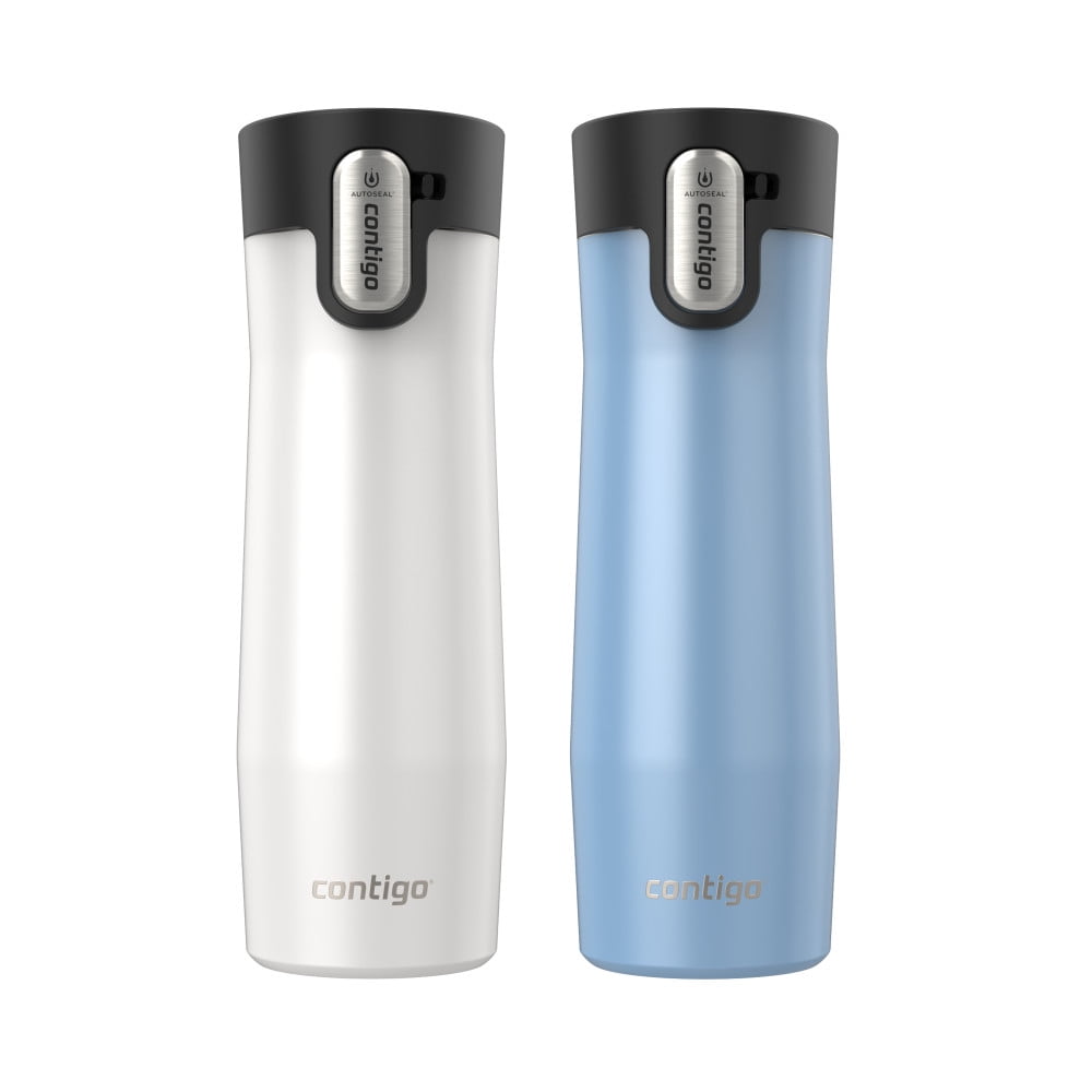 Contigo AUTOSEAL West Loop Vacuum-Insulated Stainless Steel Travel Mug with Easy-Clean Lid, 20 oz, Crystal Lakeside &amp; Crystal Agave, 2-Pack - Y6HP