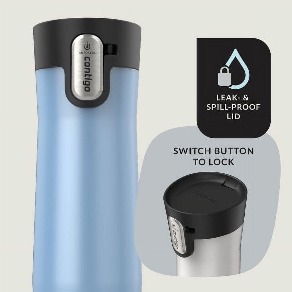 Contigo AUTOSEAL West Loop Vacuum-Insulated Stainless Steel Travel Mug with Easy-Clean Lid, 20 oz, Crystal Lakeside &amp; Crystal Agave, 2-Pack - Y6HP
