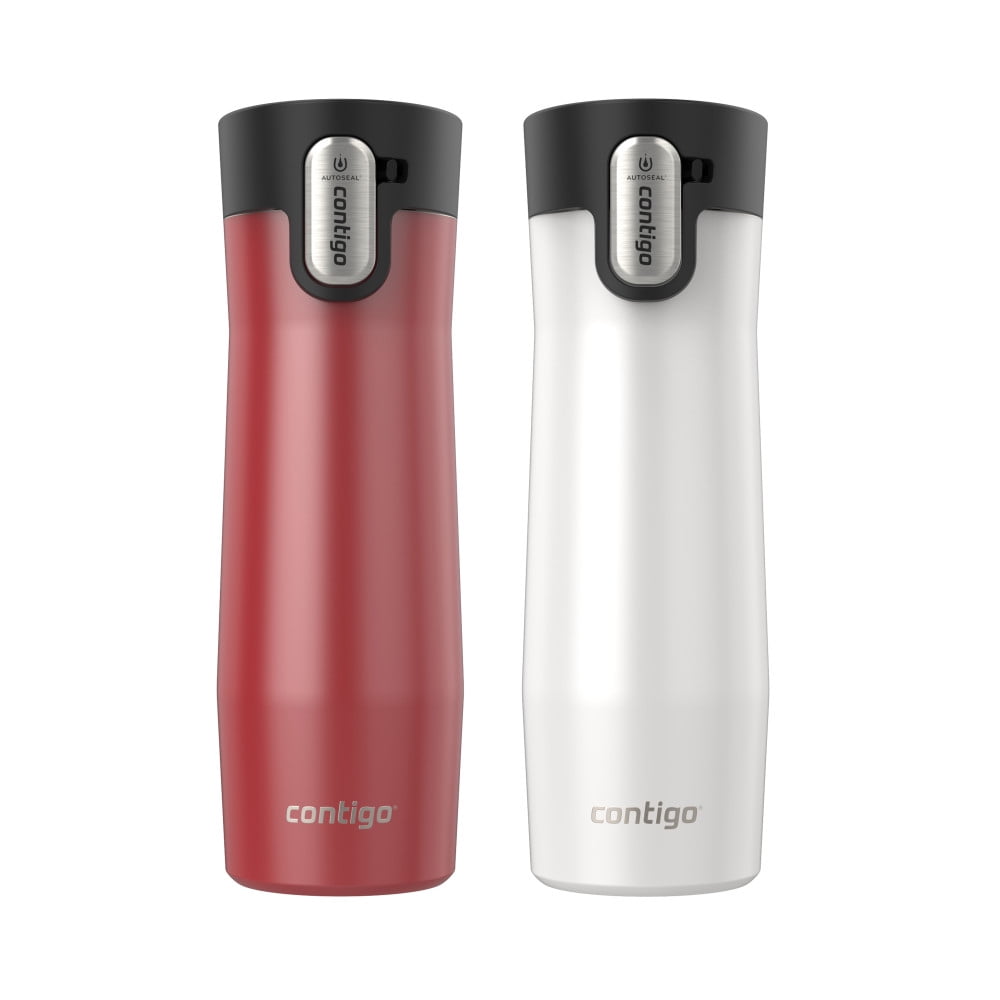 Contigo AUTOSEAL West Loop Vacuum-Insulated Stainless Steel Travel Mug with Easy-Clean Lid, 20 oz, Crystal Lakeside &amp; Crystal Agave, 2-Pack - Y6HP