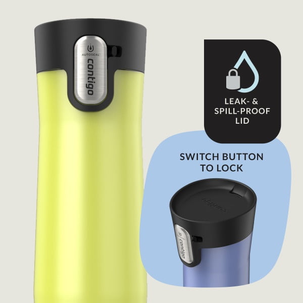 Contigo AUTOSEAL West Loop Vacuum-Insulated Stainless Steel Travel Mug with Easy-Clean Lid, 20 oz, Crystal Lakeside &amp; Crystal Agave, 2-Pack - Y6HP