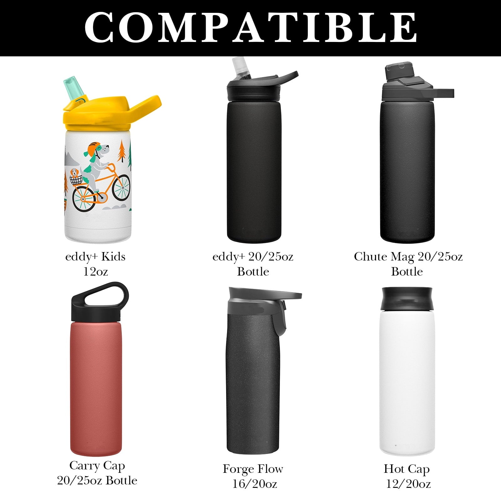 Linkidea 6 Pack Water Bottle Bottom Pad Compatible with CamelBak eddy+ Steel Bottle 20/25oz, Chute Mag Bottle, Silicone Anti-Slip Waterbottle Base Silencer Rubber Protector - LCYX