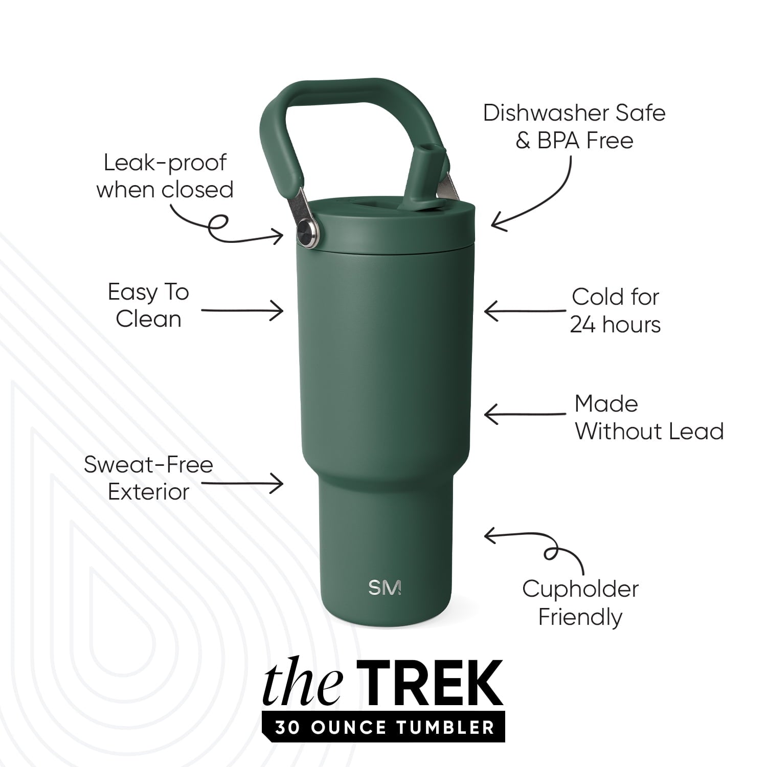 Simple Modern 30 fl oz Insulated Stainless Steel Trek Pivot Tumbler with Straw Lid and Top Handle|Forest - X8TB
