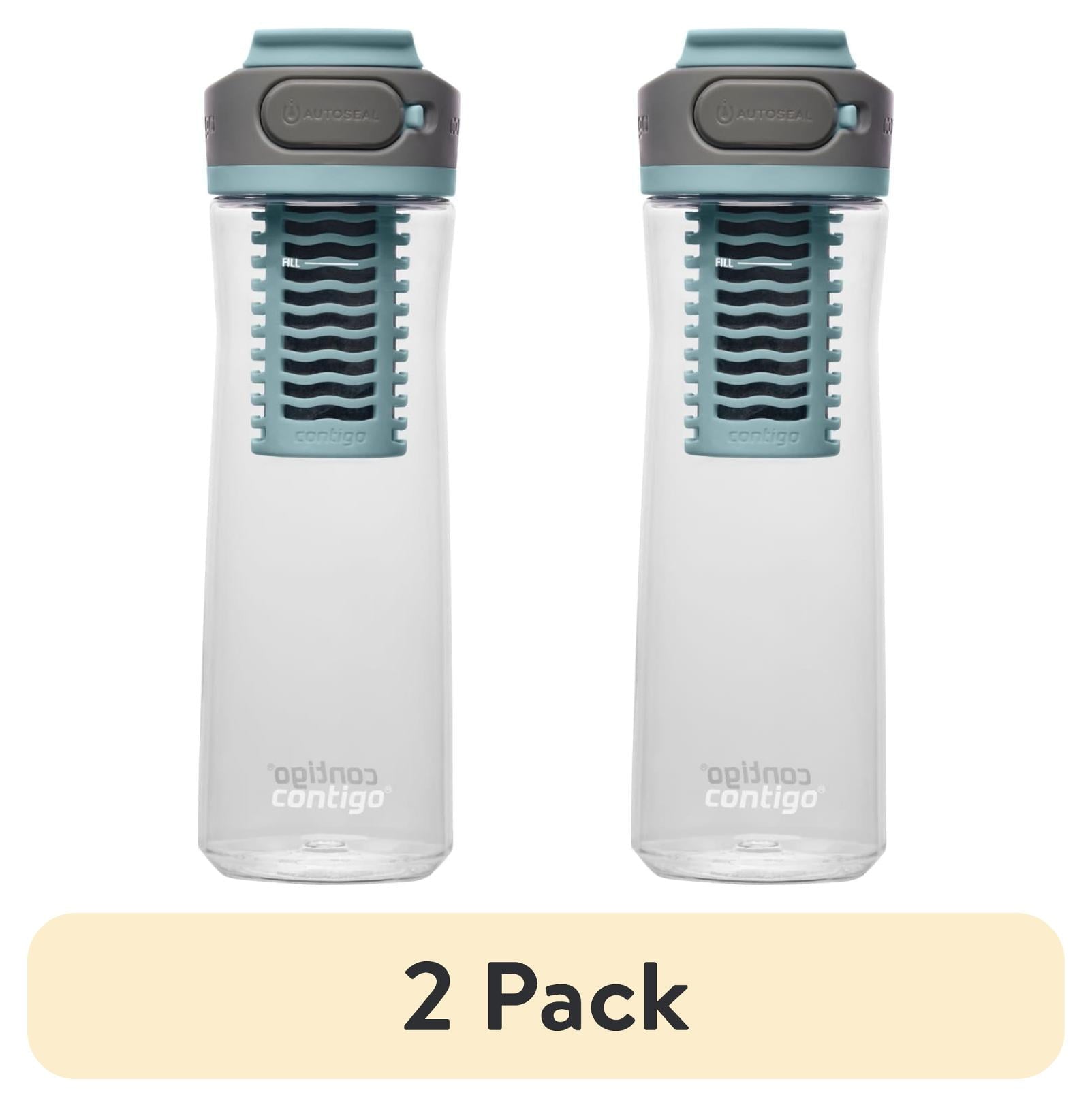 (2 pack) Contigo Clybourn Plastic FreeFlow Filter Water Bottle with AUTOSEAL Lid 24 oz., Salt, with Replacable Filter - 59TD