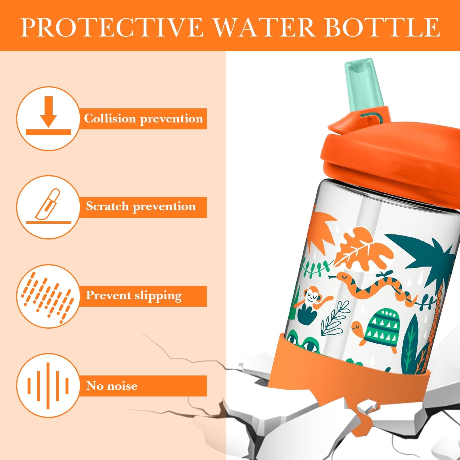 Linkidea 2 Pack Water Bottle Boot Compatible with CamelBak Eddy+20oz/25oz, Chute Mag 20oz/25oz, Carry Cap, Silicone Anti-Slip Bottle Bottom Bumper Protector (Orange) - ZPDR