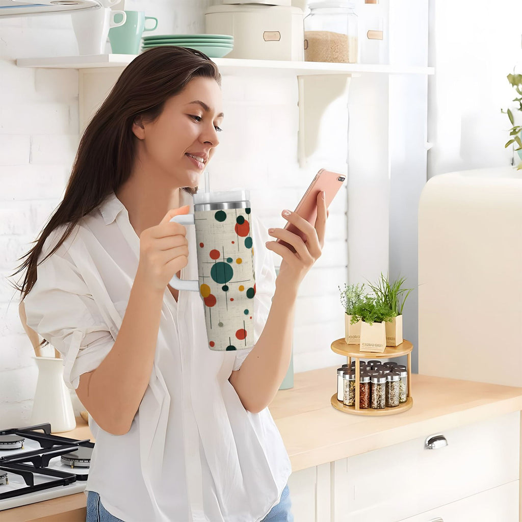 30 oz Insulated Stainless Steel Tumbler Double Wall Stainless Steel Tumbler with 2-Way Drinking Colorful Dots and Lines - M4M4