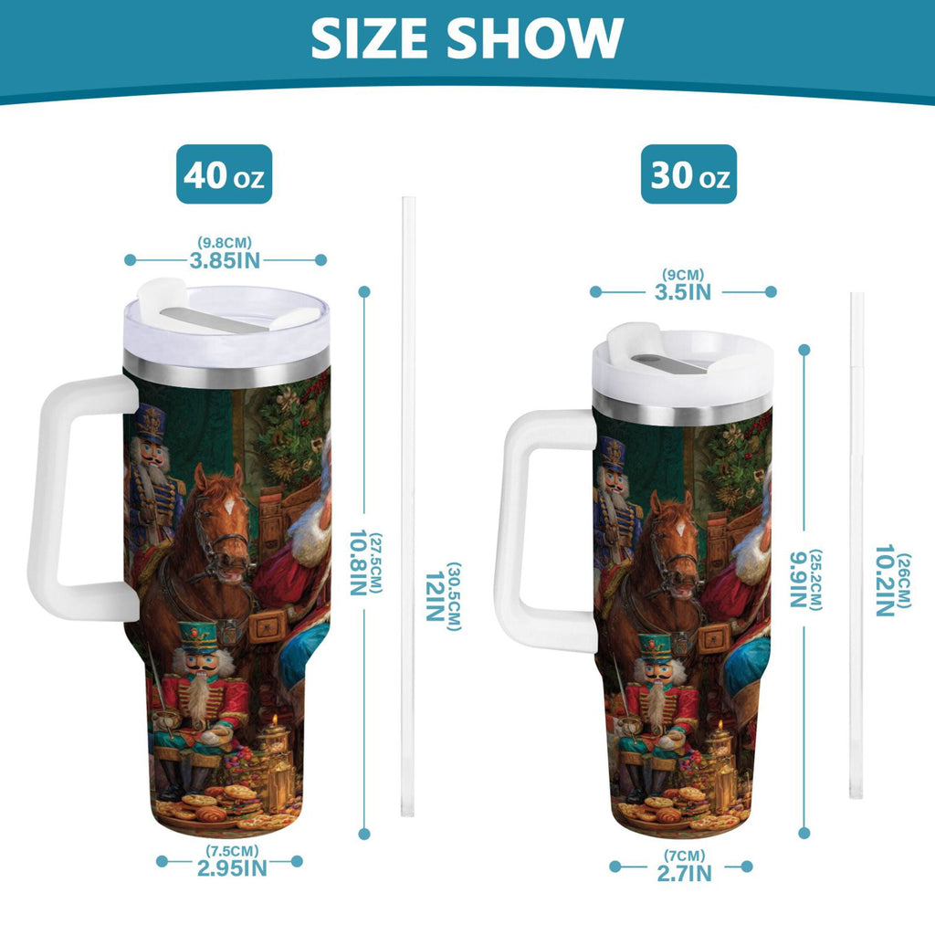 40 oz Insulated Stainless Steel Tumbler Double Wall Stainless Steel Tumbler with 2-Way Drinking Santa Eating Cookies - 29XB