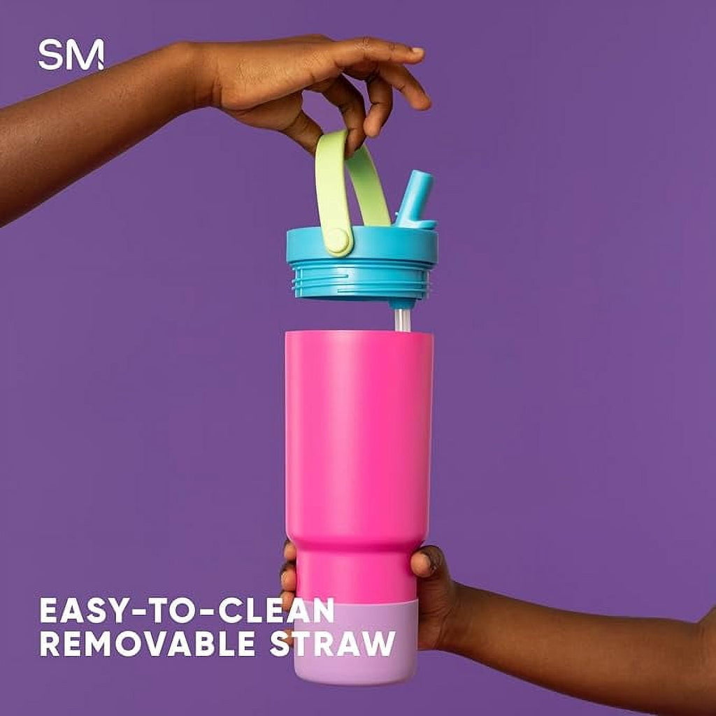 Simple Modern 24 fl oz Insulated Stainless Steel Trek Pivot Tumbler with Straw Lid and Top Handle|Seaside Blue - YYQZ
