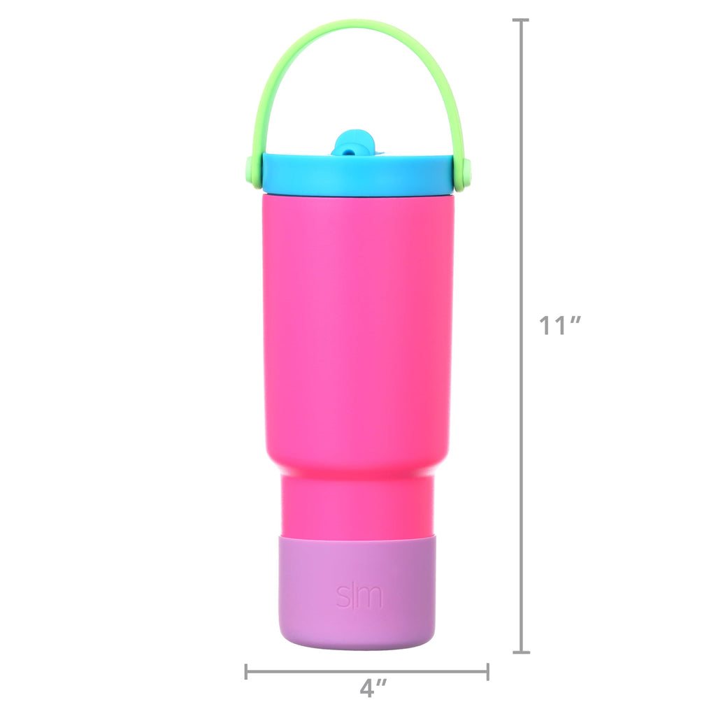 Simple Modern 24 fl oz Insulated Stainless Steel Trek Pivot Tumbler with Straw Lid and Top Handle|Seaside Blue - YYQZ