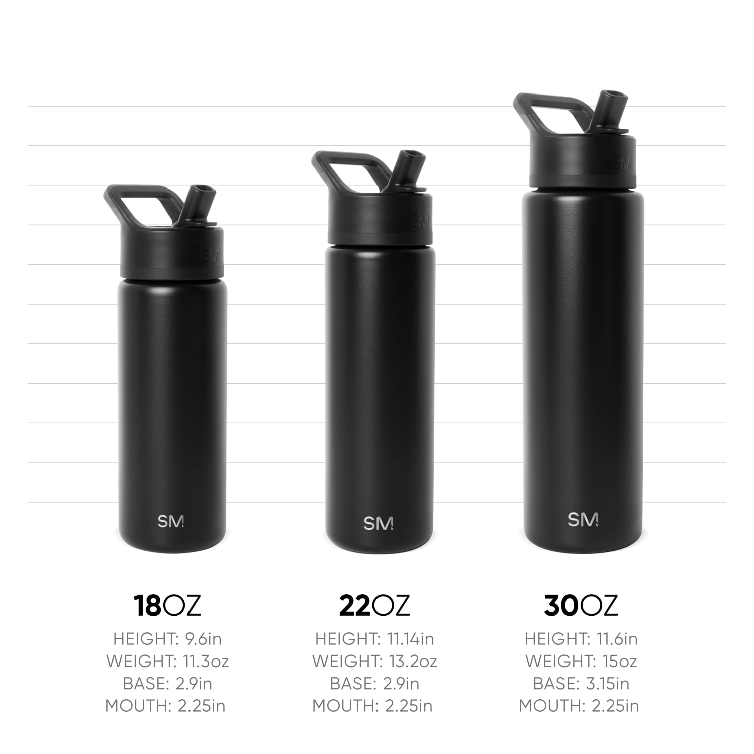 Simple Modern 18 fl oz Insulated Stainless Steel Summit Wide Mouth Water Bottle with Handle and Straw Lid|Black and White Checkmate - FHQ4