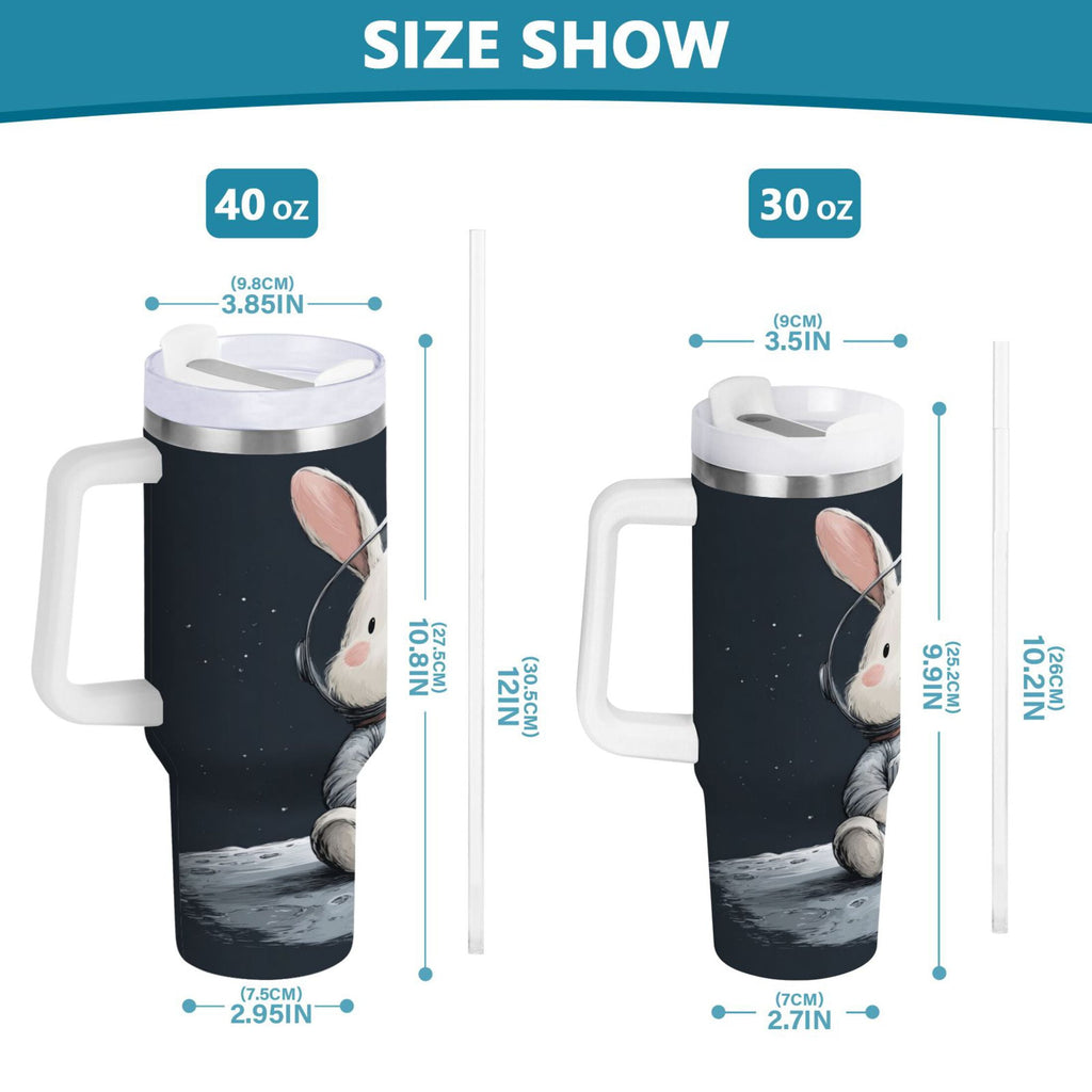 40 oz Insulated Stainless Steel Tumbler Double Wall Stainless Steel Tumbler with 2-Way Drinking Rabbit in A Space - N3QF