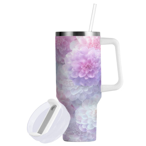 30 oz Insulated Stainless Steel Tumbler Double Wall Stainless Steel Tumbler with 2-Way Drinking Cute Pastel Watercolor Floral - K66X