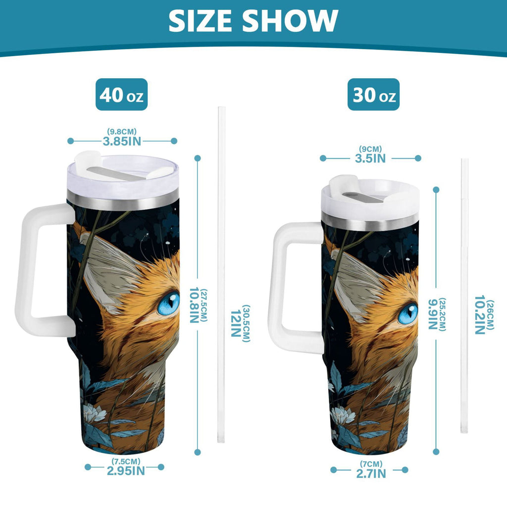 30 oz Insulated Stainless Steel Tumbler Double Wall Stainless Steel Tumbler with 2-Way Drinking Orange Cat with Blue Eyes - JJWJ