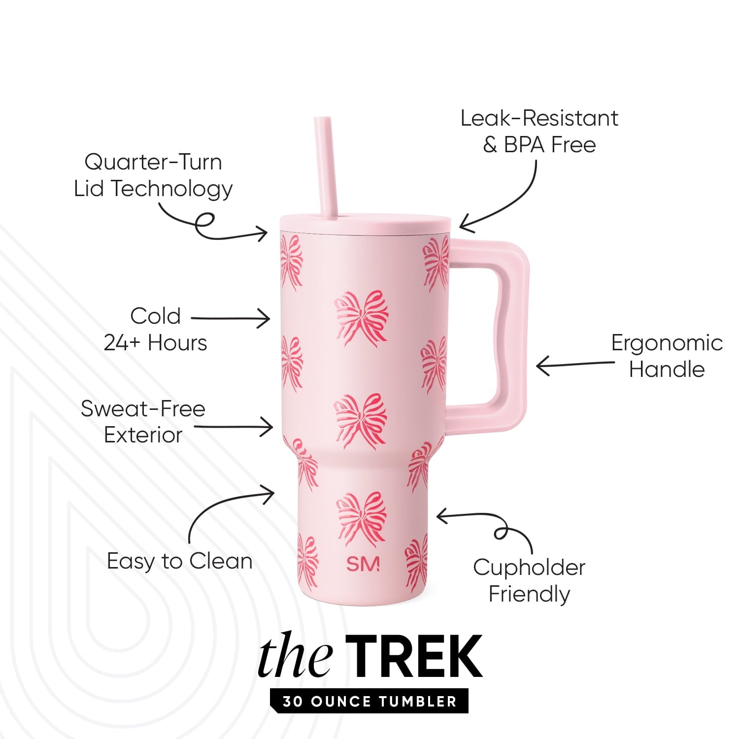 Simple Modern 30 fl oz Insulated Stainless Steel Trek Tumbler with Straw Lid | Seaglass Sage and Cream Checkmate - 2P24