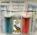 Contigo Shake &amp; Go Plastic Tumblers - Set of 3 (Pink Blue &amp; Clear) - PJRM