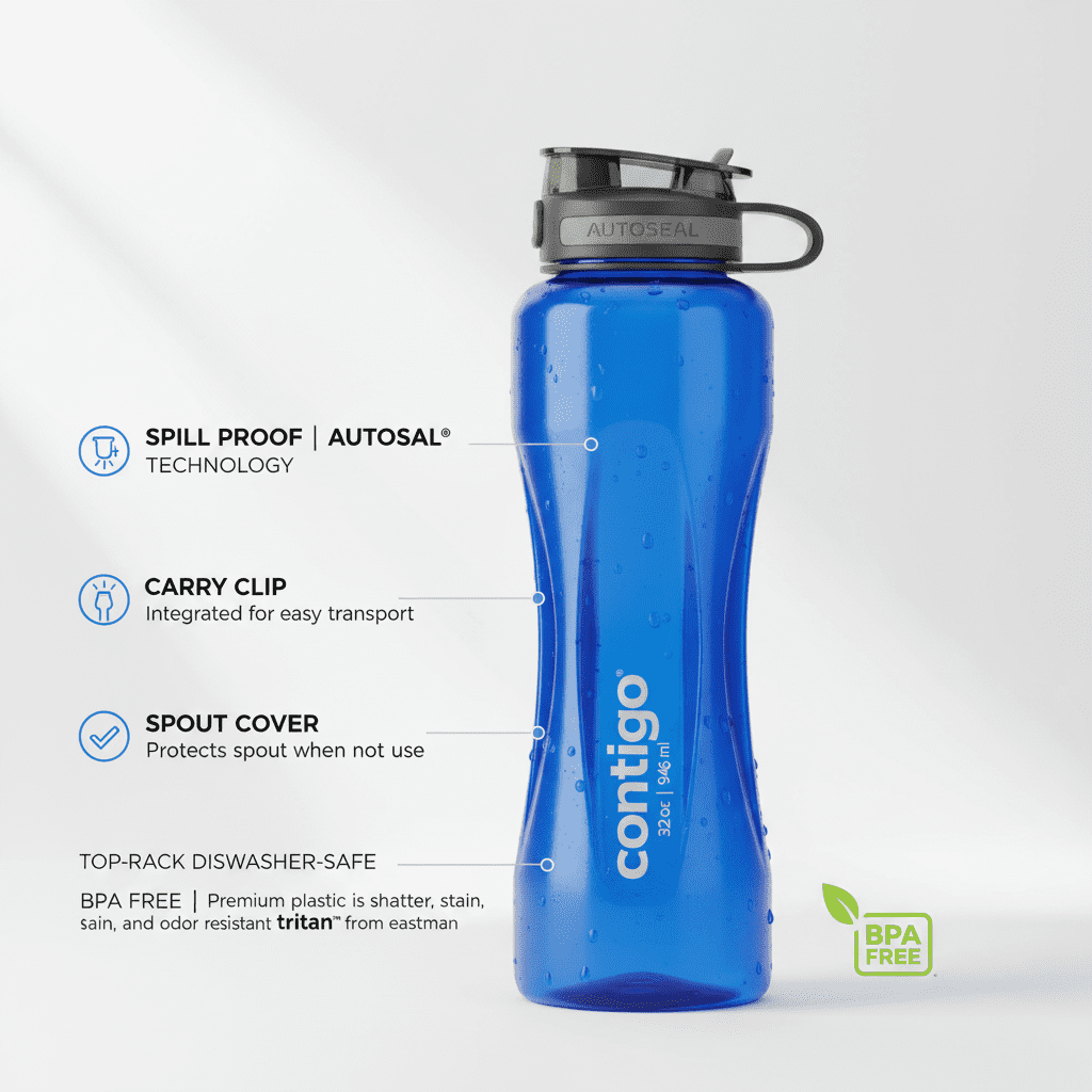 Contigo 32oz AutoSeal Fit Water Bottle 2-Pack Sangria Juniper New Damaged Box - H6PP