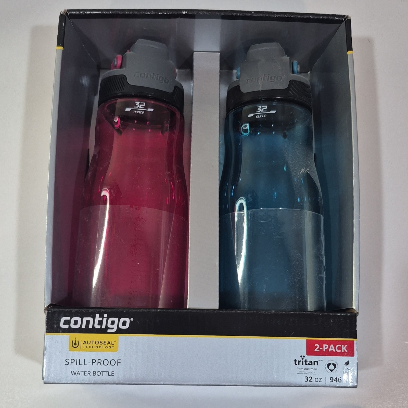 Contigo 32oz AutoSeal Fit Water Bottle 2-Pack Sangria Juniper New Damaged Box - H6PP