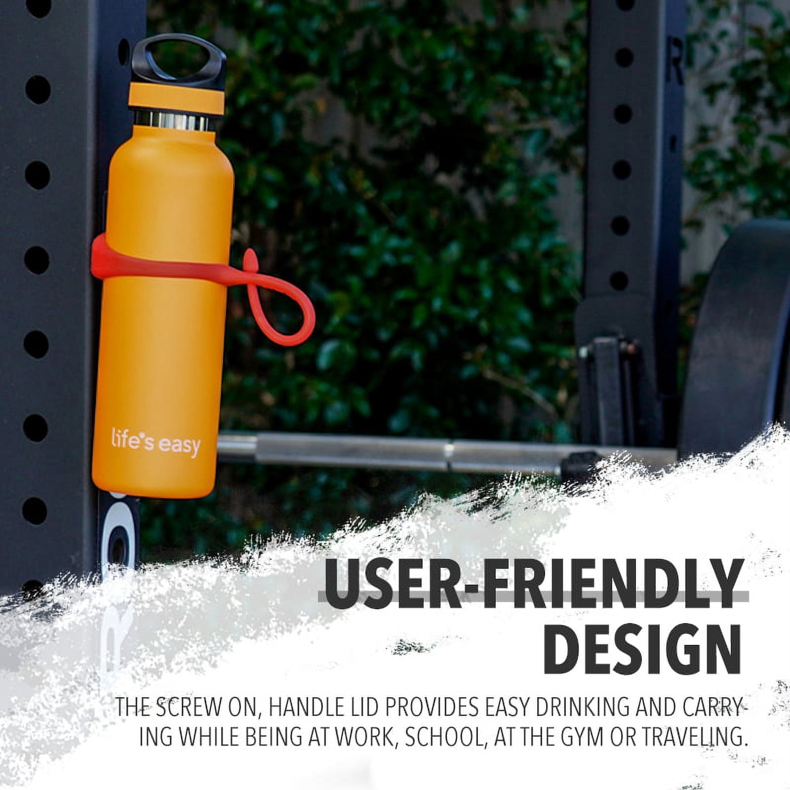 LIFE'S EASY 20 oz. Sports Insulated Water Bottle with Lid. Stainless Steel Vacuum Double Wall Thermo for Modern Hot and Cold Drinks, Simple Metal Hydro Canteen for Travel Men and Women (White) - FET9