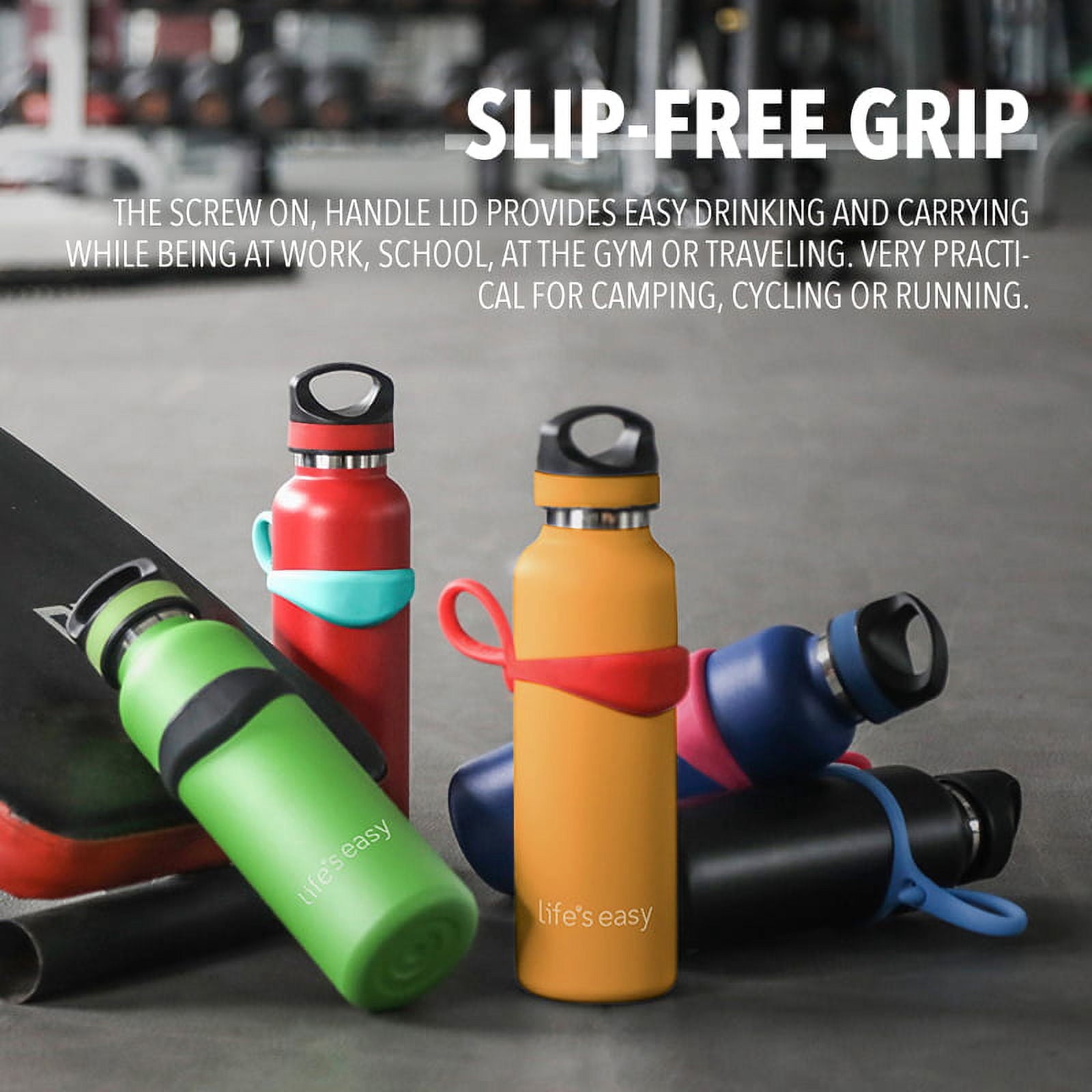 LIFE'S EASY 20 oz. Sports Insulated Water Bottle with Lid. Stainless Steel Vacuum Double Wall Thermo for Modern Hot and Cold Drinks, Simple Metal Hydro Canteen for Travel Men and Women (White) - FET9