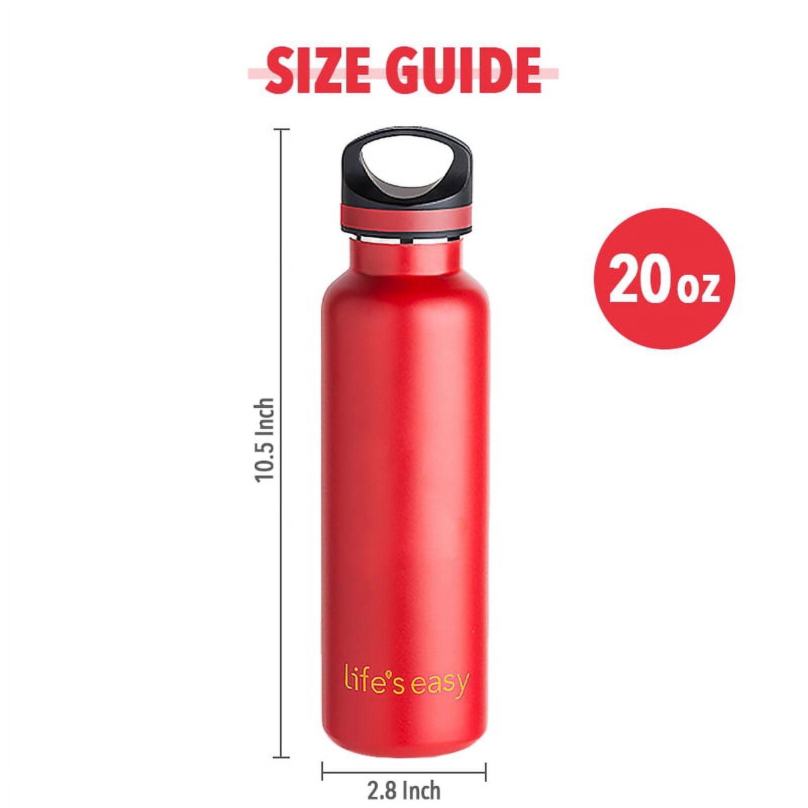 LIFE'S EASY 20 oz. Sports Insulated Water Bottle with Lid. Stainless Steel Vacuum Double Wall Thermo for Modern Hot and Cold Drinks, Simple Metal Hydro Canteen for Travel Men and Women (White) - FET9