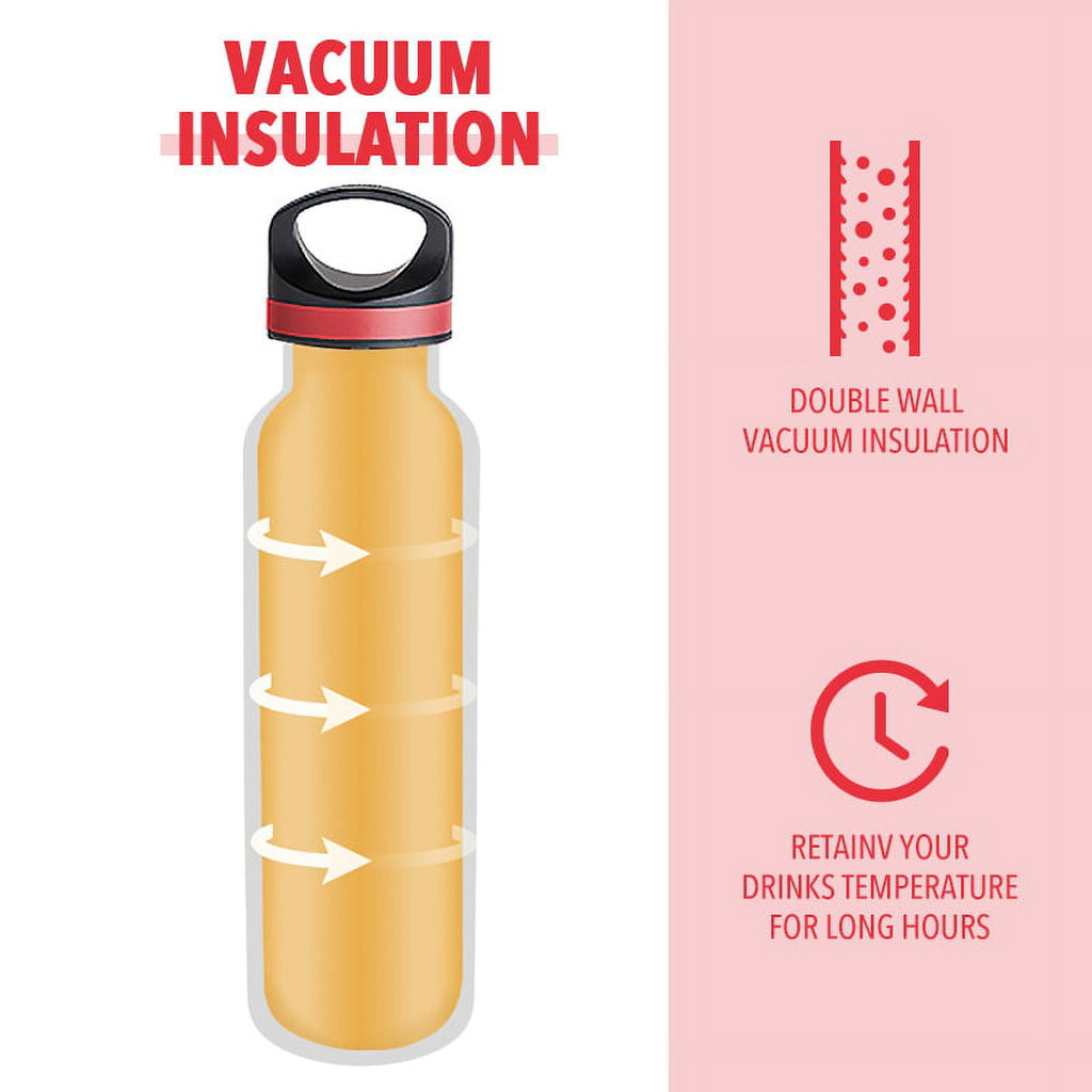 LIFE'S EASY 20 oz. Sports Insulated Water Bottle with Lid. Stainless Steel Vacuum Double Wall Thermo for Modern Hot and Cold Drinks, Simple Metal Hydro Canteen for Travel Men and Women (White) - FET9