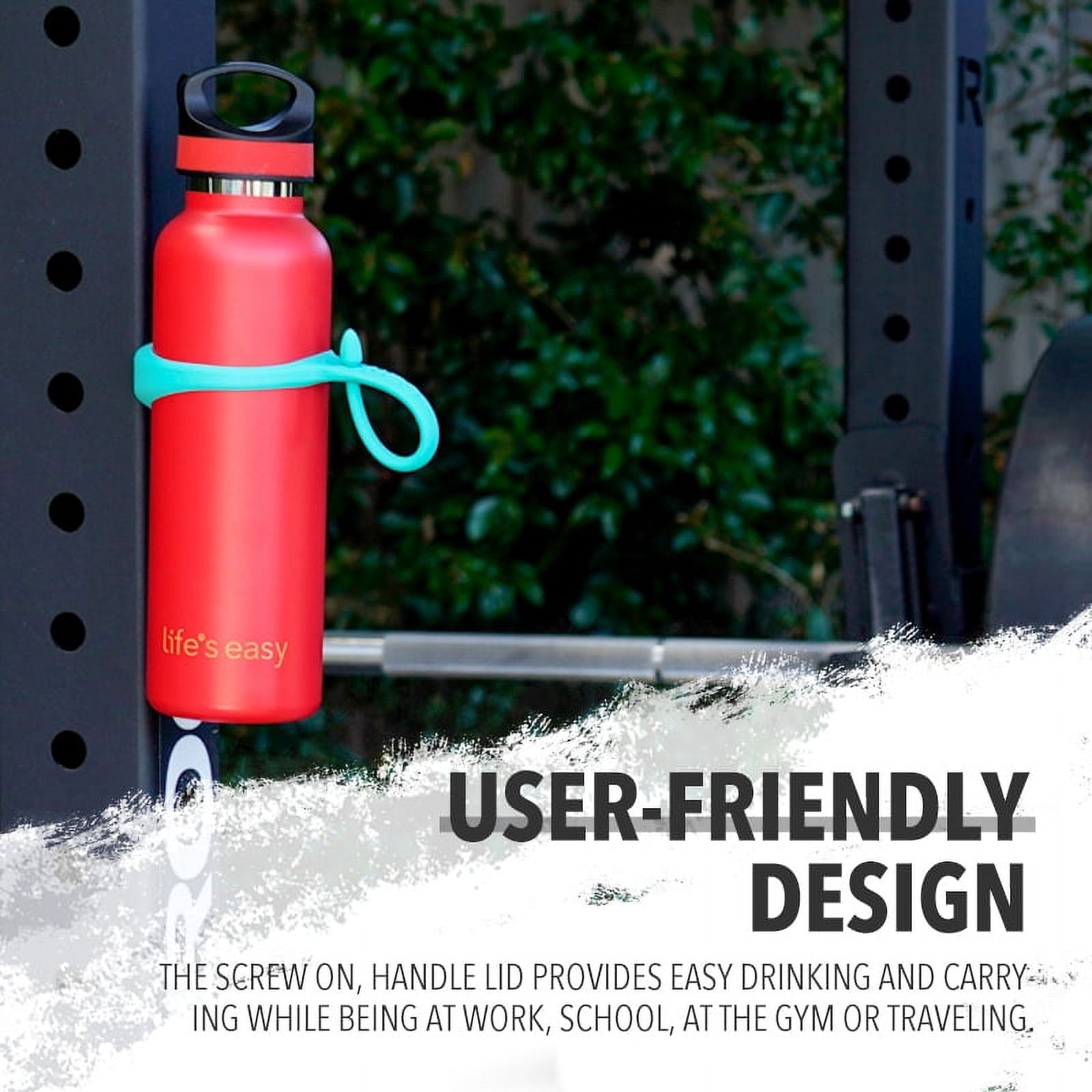 LIFE'S EASY 20 oz. Sports Insulated Water Bottle with Lid. Stainless Steel Vacuum Double Wall Thermo for Modern Hot and Cold Drinks, Simple Metal Hydro Canteen for Travel Men and Women (White) - FET9