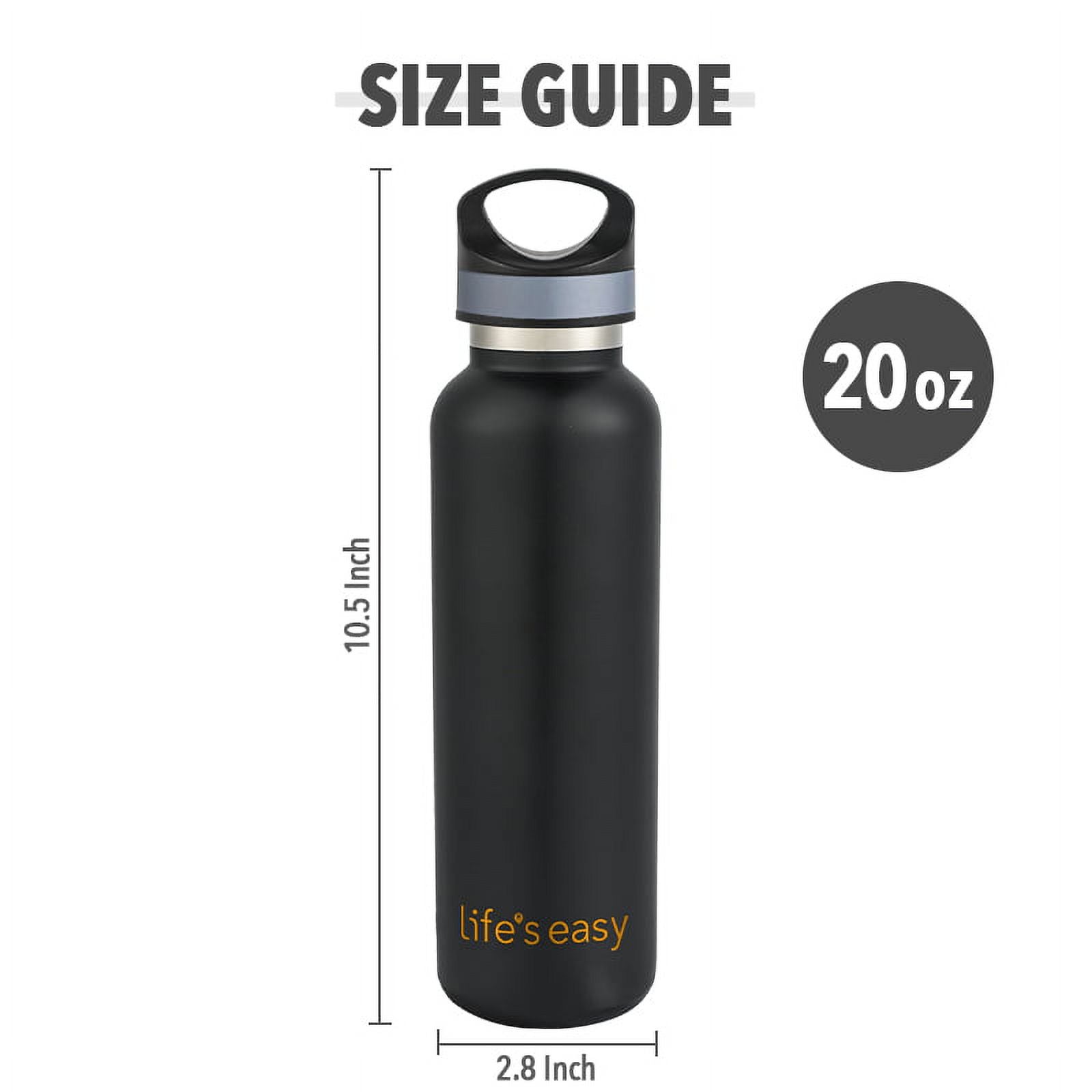 LIFE'S EASY 20 oz. Sports Insulated Water Bottle with Lid. Stainless Steel Vacuum Double Wall Thermo for Modern Hot and Cold Drinks, Simple Metal Hydro Canteen for Travel Men and Women (White) - FET9